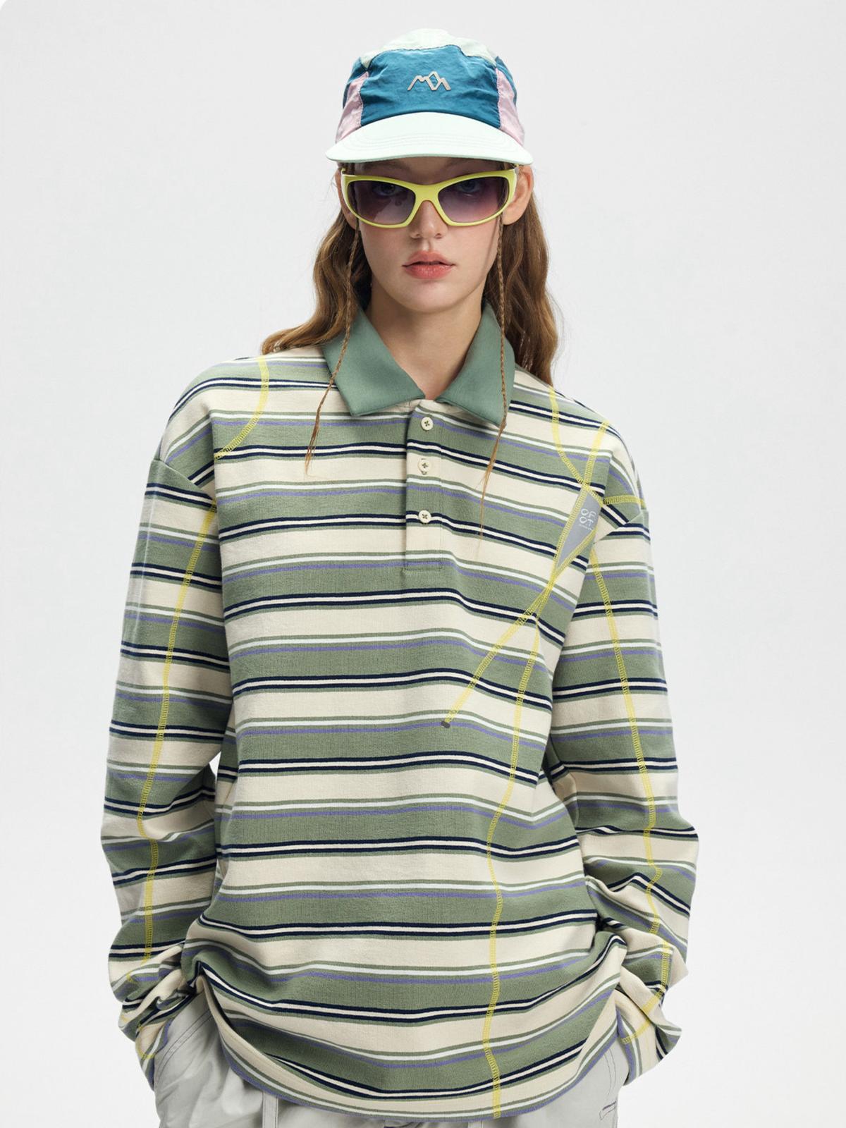 Staple – Langärmeliges, gestreiftes Damen-Poloshirt mit UPF50+ Schutz