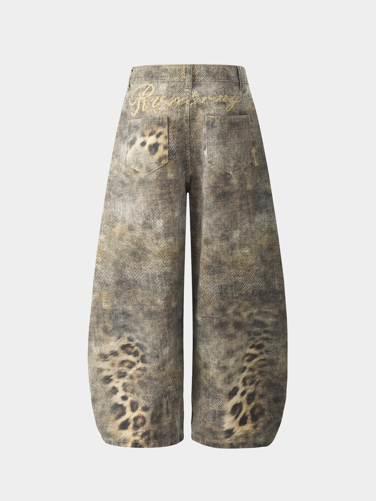 BeltSkip – Unisex 3D-gedruckte Distressed-Hose im Leopard-Design mit geschwungenem Beinverlauf