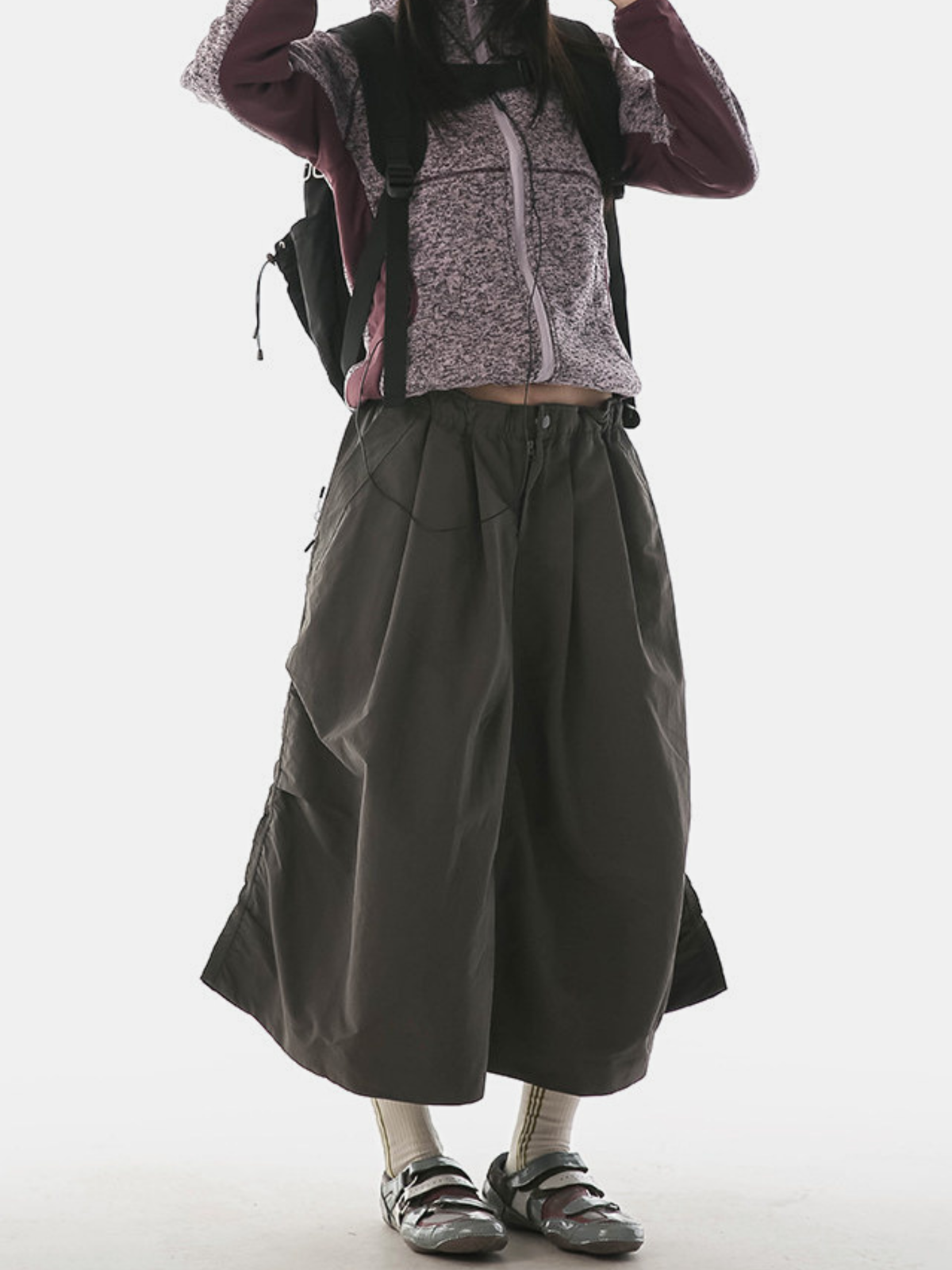 Clifftide – Wasserabweisender, schnell trocknender Midi-Rock aus Knitterstoff für Damen