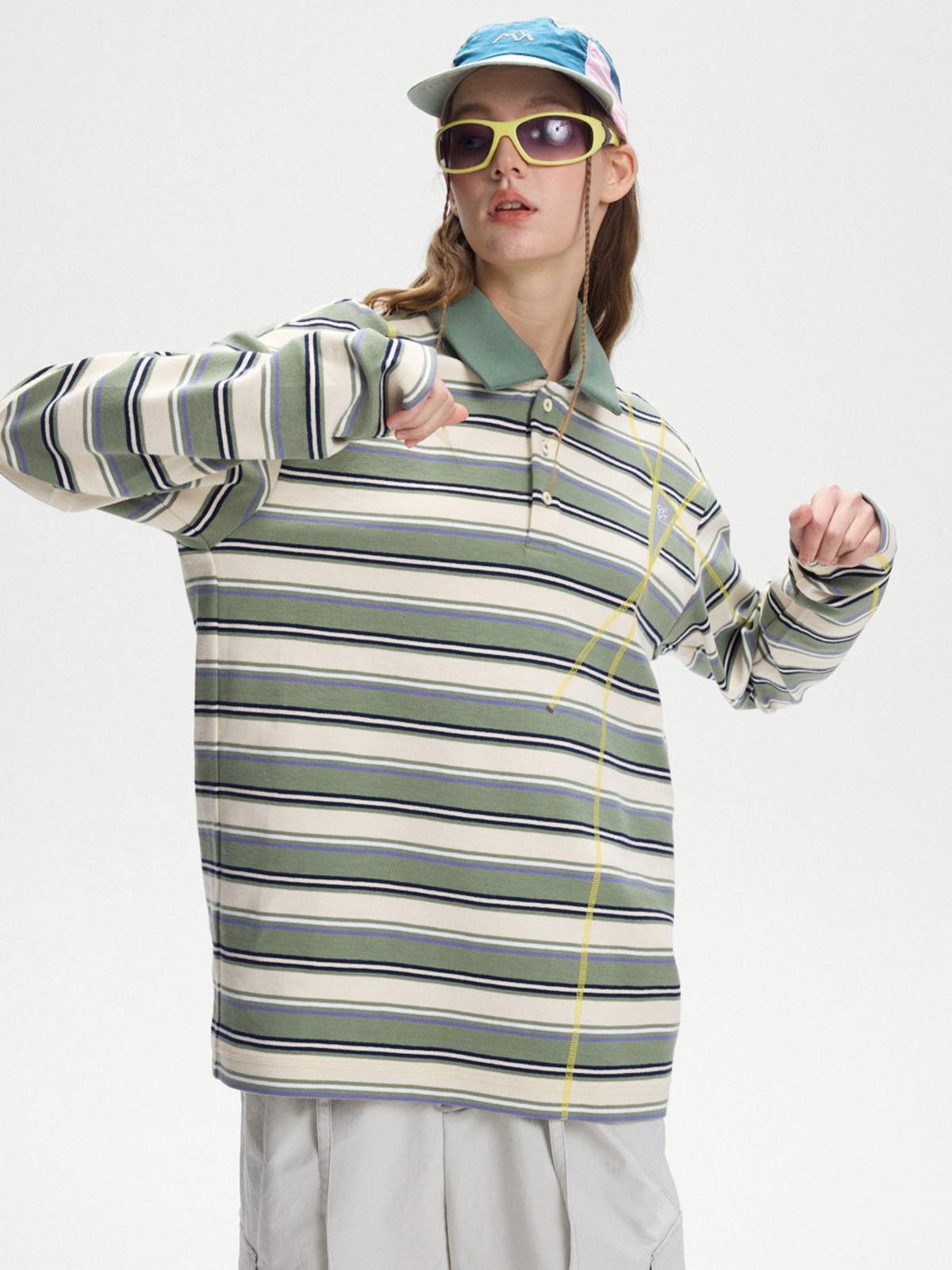 Staple – Langärmeliges, gestreiftes Damen-Poloshirt mit UPF50+ Schutz