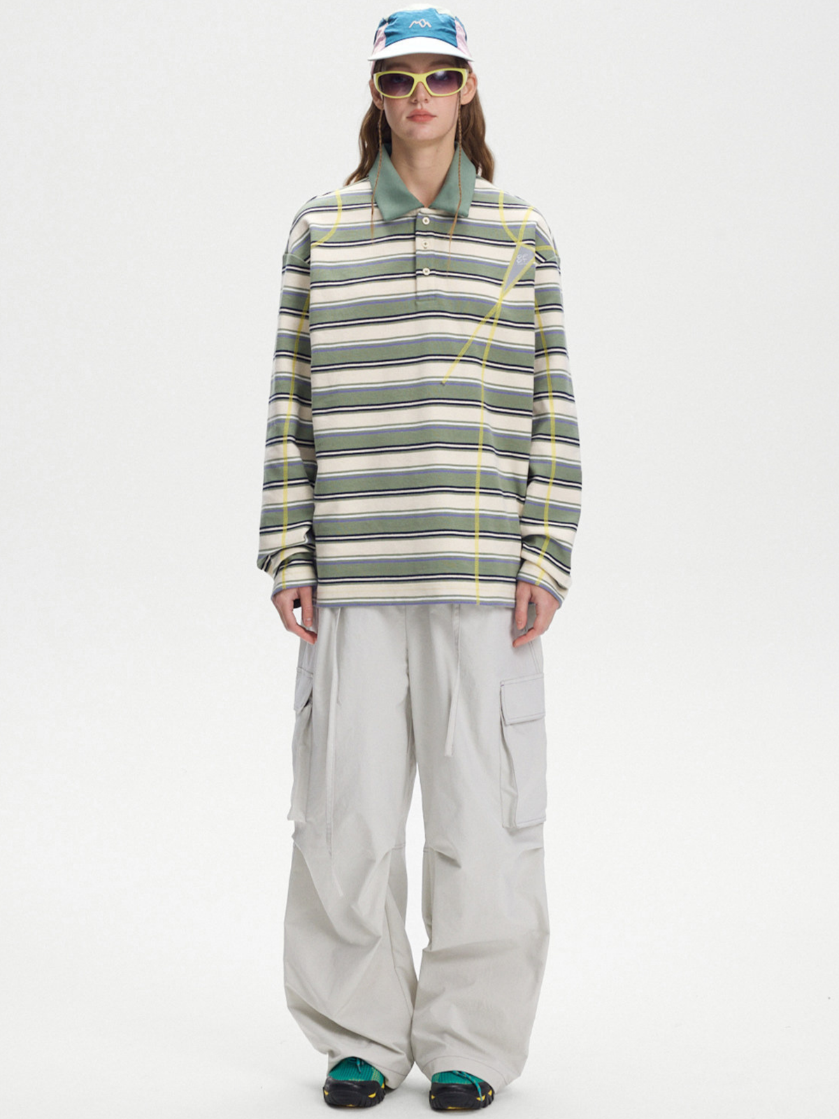 Staple – Langärmeliges, gestreiftes Damen-Poloshirt mit UPF50+ Schutz