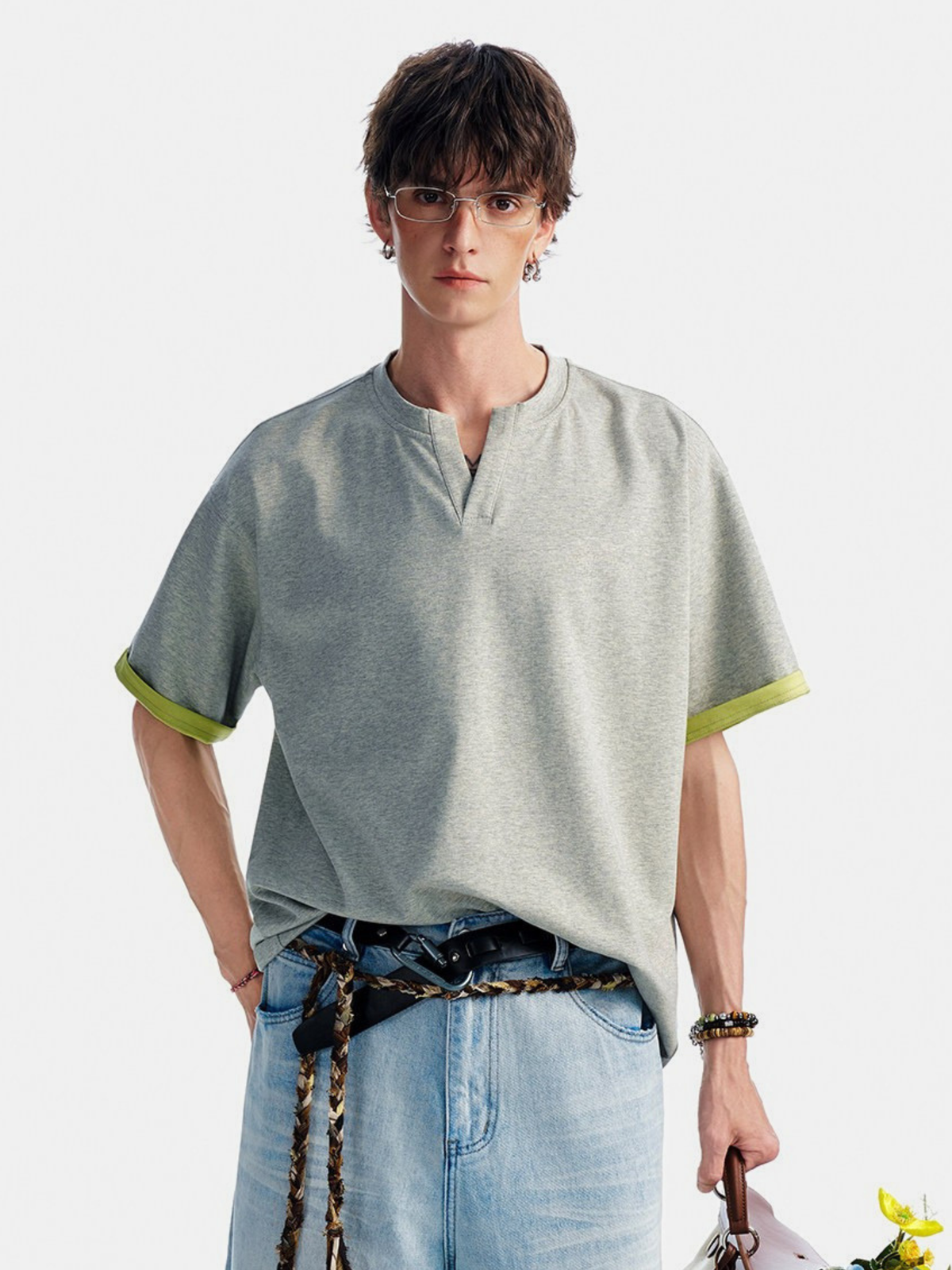 Thunderridge - Herren-T-Shirt mit Lagenlook-Rundhalsausschnitt