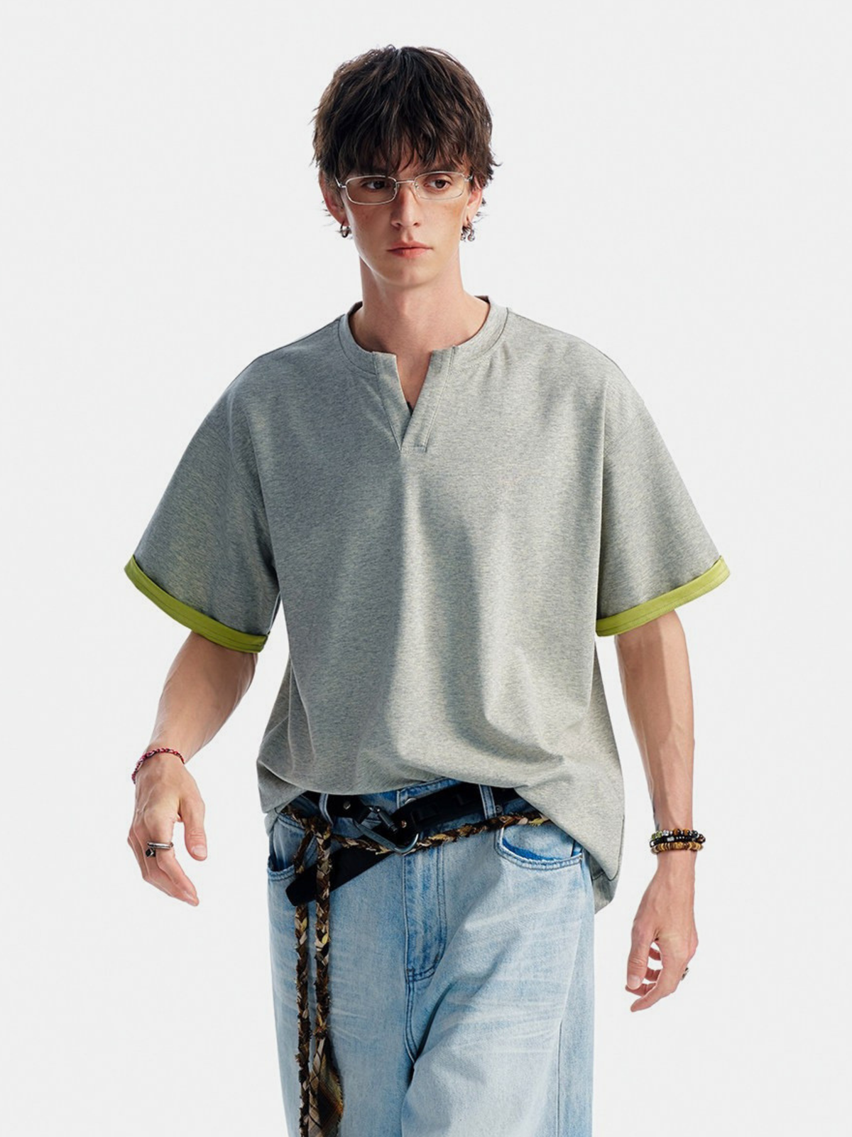 Thunderridge - Herren-T-Shirt mit Lagenlook-Rundhalsausschnitt