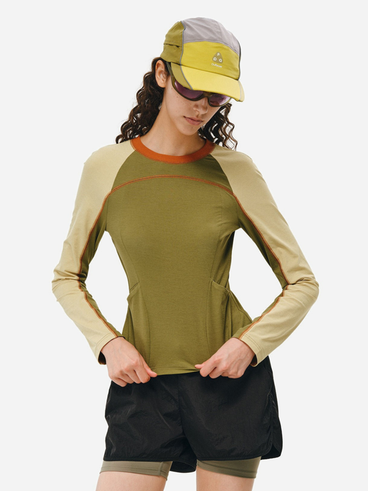 OwlPerch – Schnelltrocknendes Color-Block-Langarmshirt für Damen