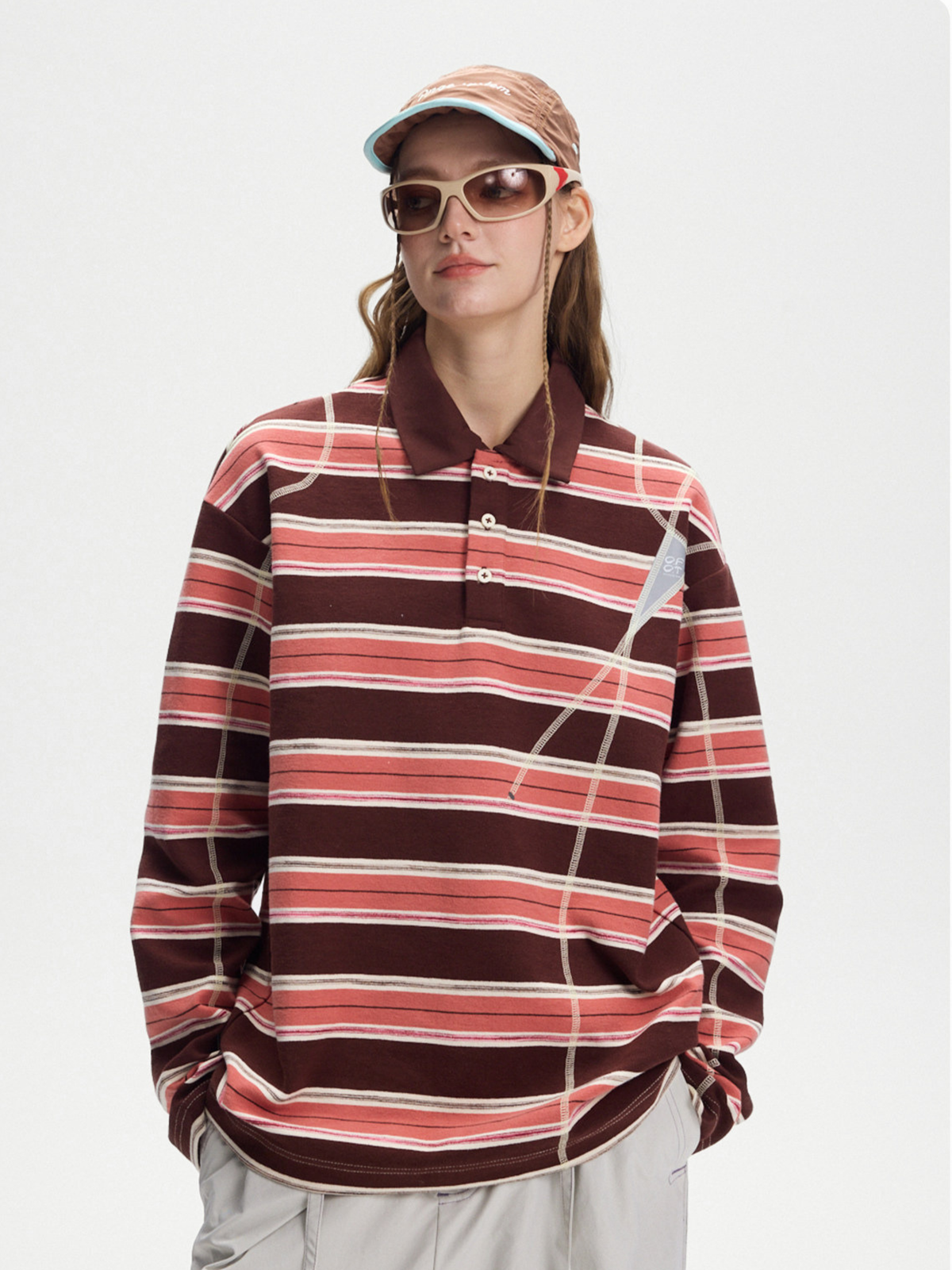 Staple – Langärmeliges, gestreiftes Damen-Poloshirt mit UPF50+ Schutz