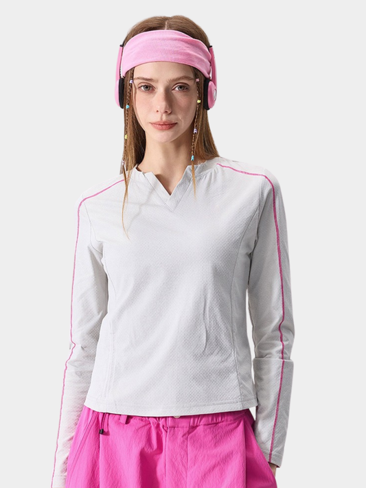 Thalon – Damen-Langarmshirt mit V-Ausschnitt, feuchtigkeitsableitend und schnelltrocknend