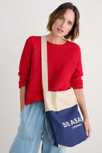 Canvas Navy Blue Logo Tote Bag