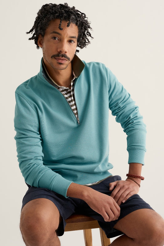 Herren-Sweatshirt mit Viertelreißverschluss, Wood Moss