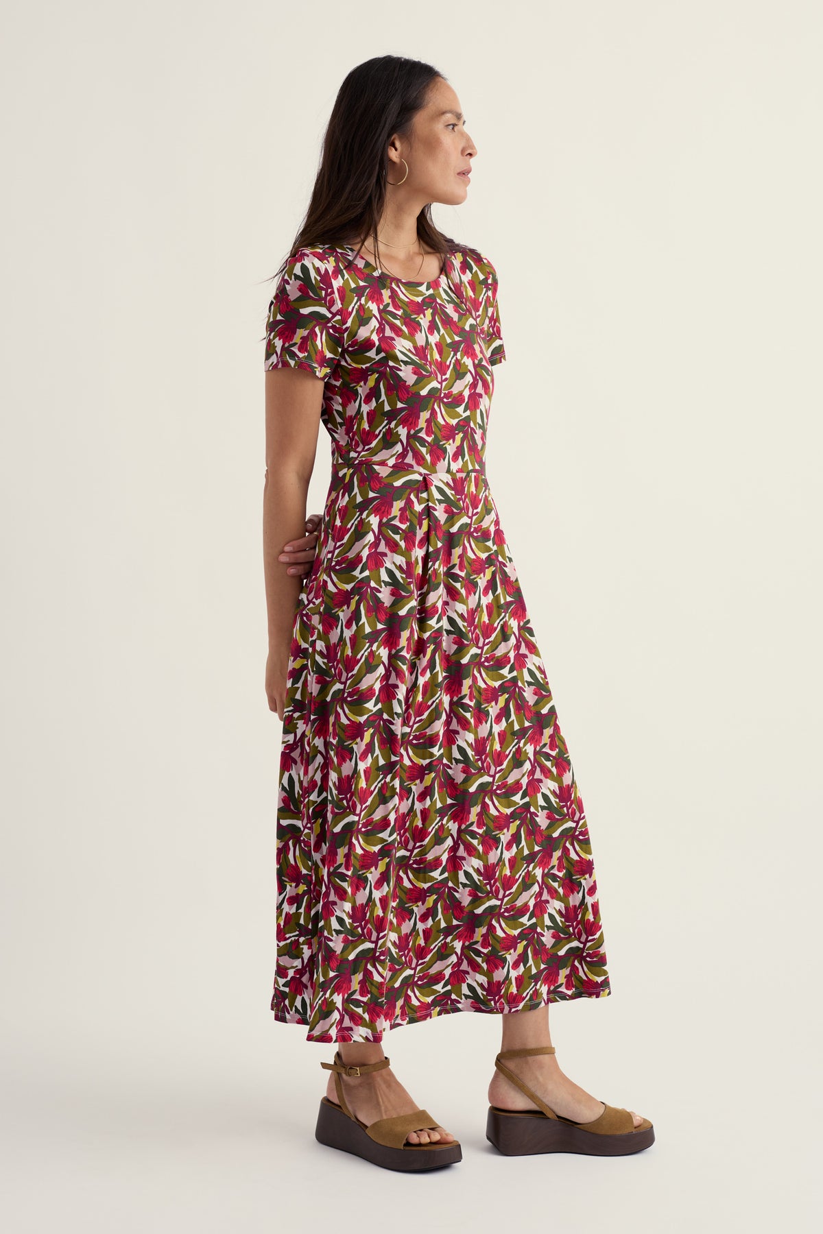 Veronica Short Sleeve Midi Dress in GOTS-Certified Organic Cotton