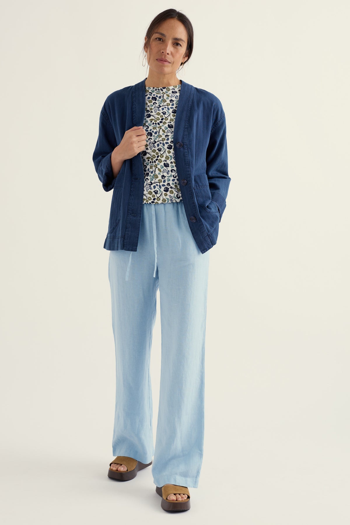 Tide Flow Leinenhose mit weitem Bein