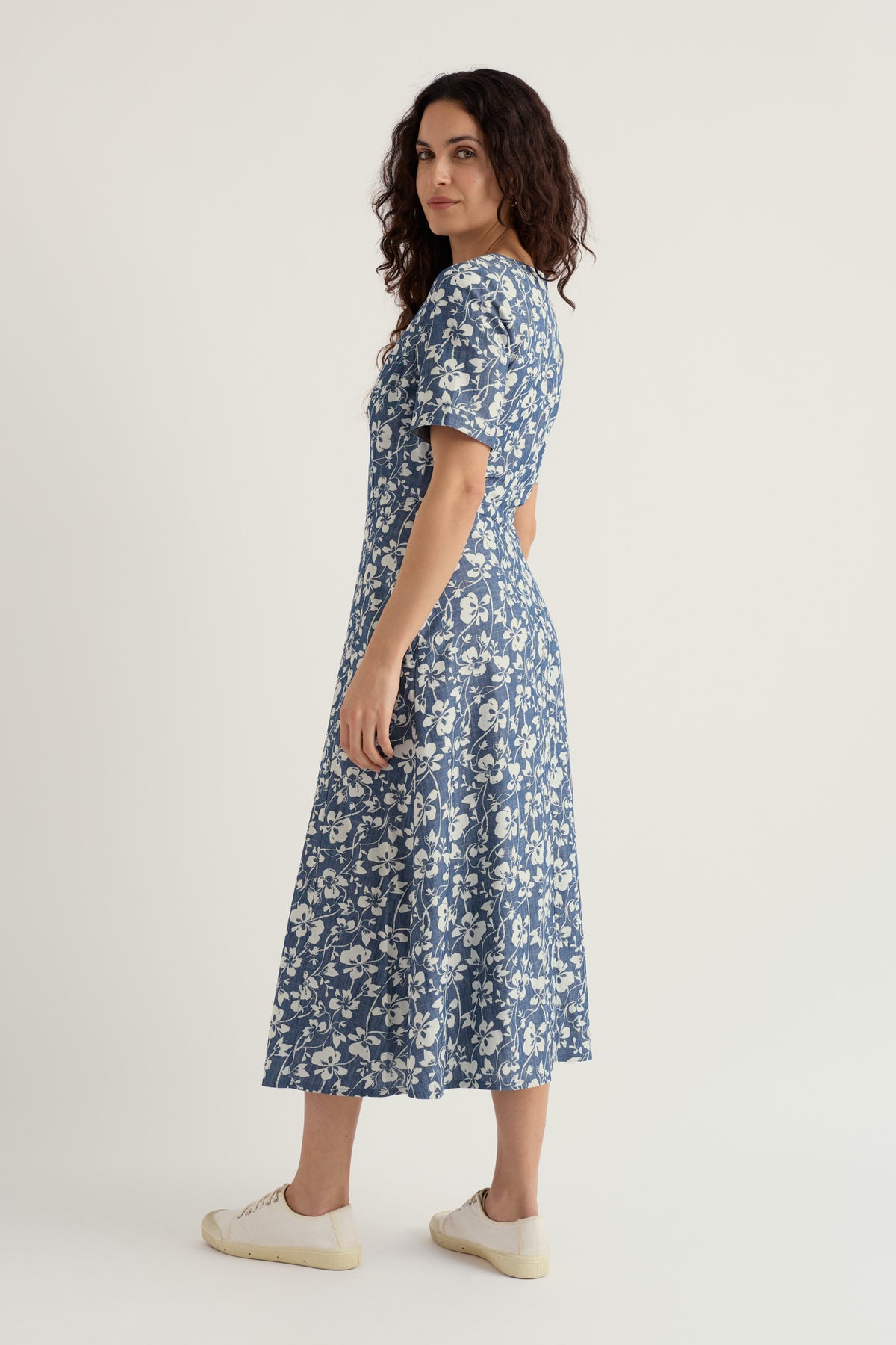 Fox Path Printed Chambray Dress