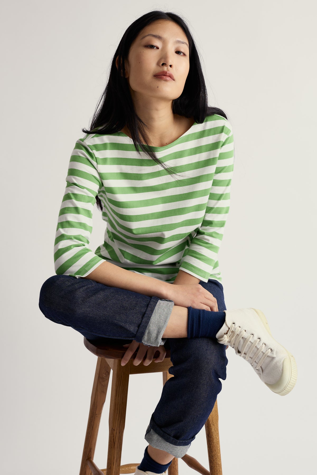 Sailor 3/4 Sleeve Top in GOTS-Certified Organic Cotton Jersey