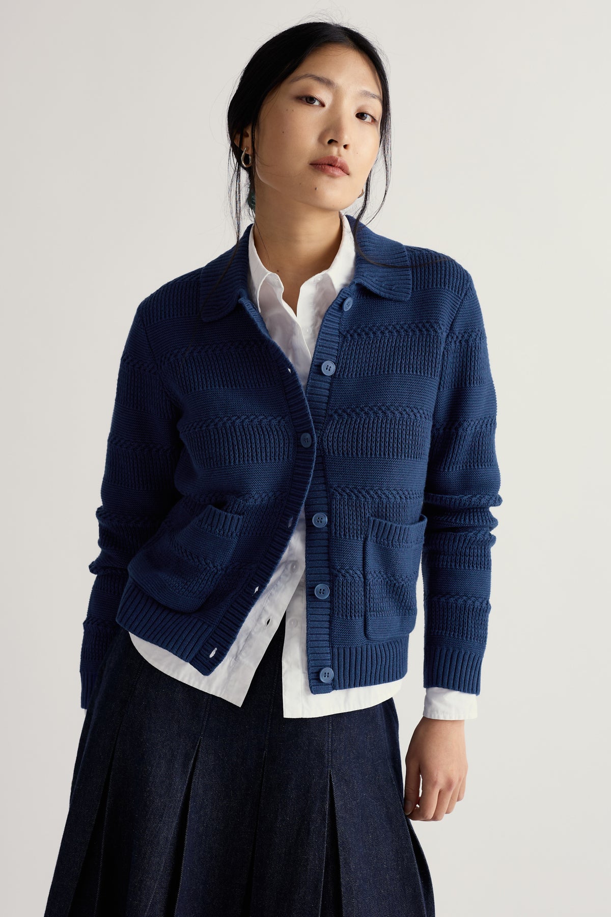 Nut Lane Strickjacke mit Kragen aus Bio-Baumwolle