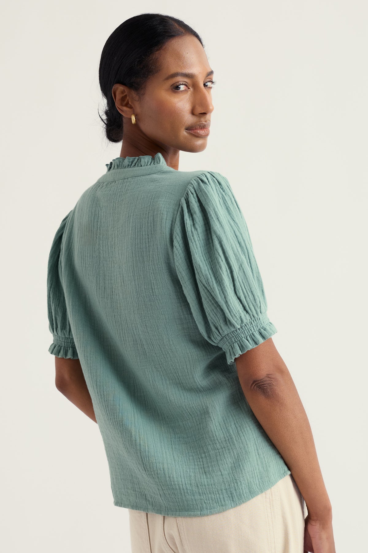 Shore Path Frilled Shirt in GOTS Organic Cotton