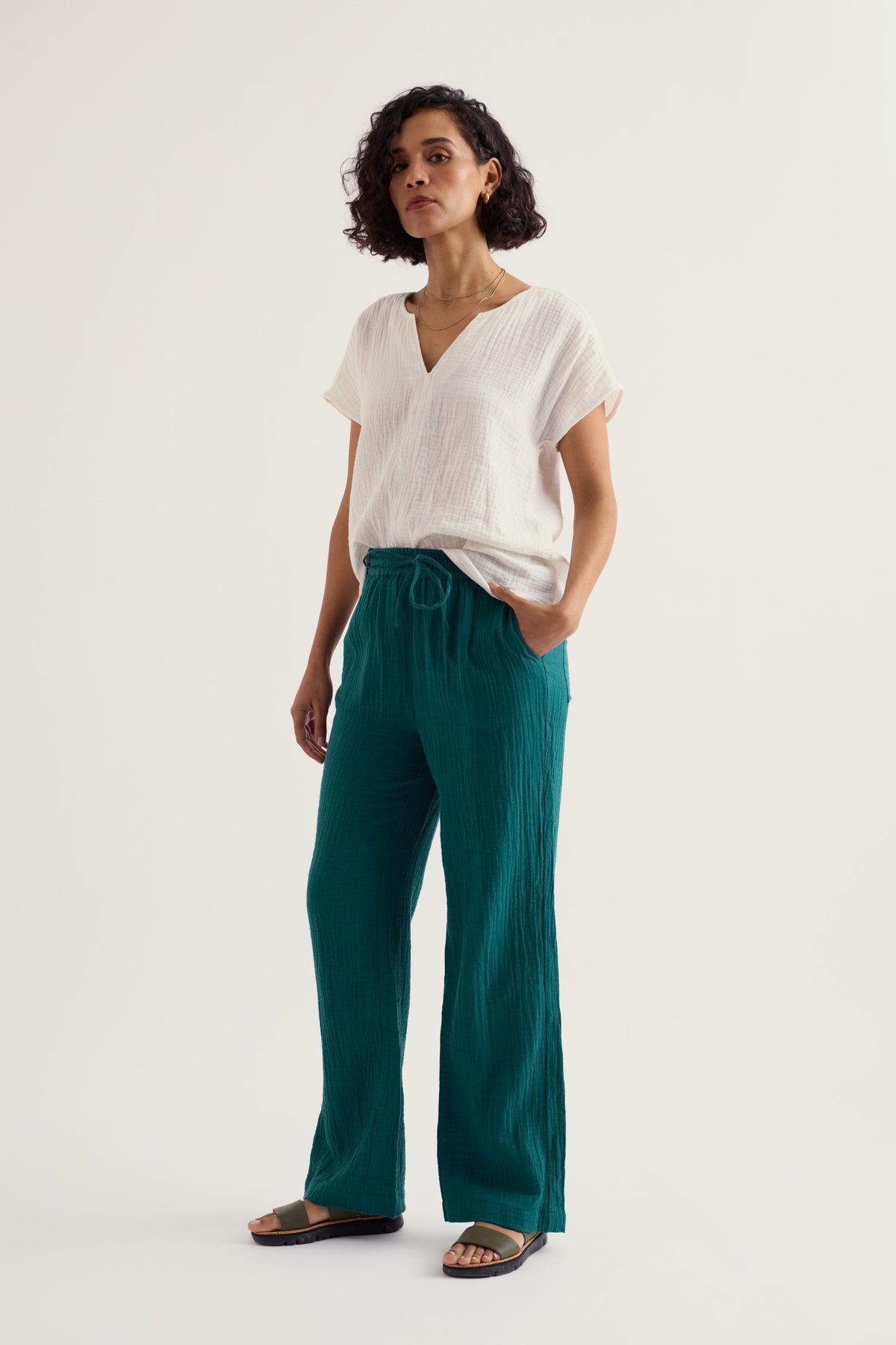 Tide Flow Hose mit weitem Bein aus Bio-Baumwolle