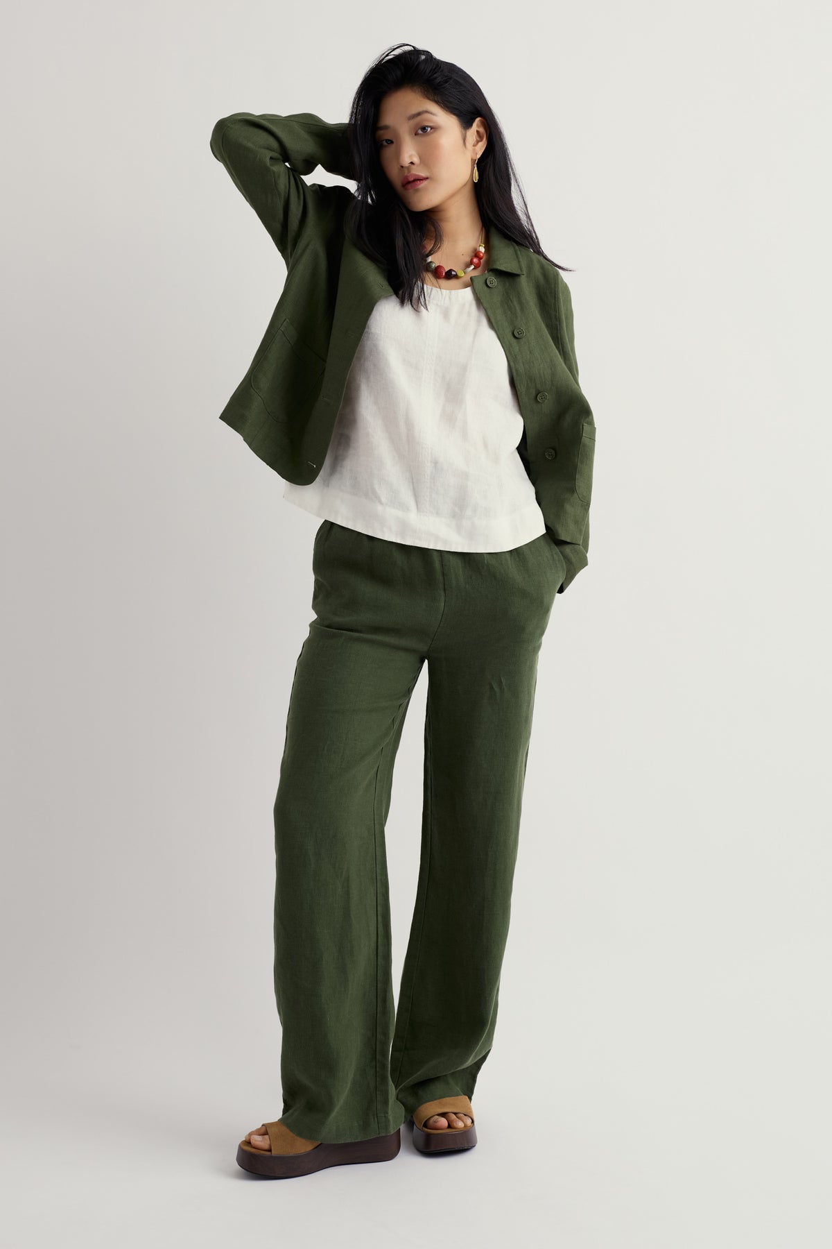 Tide Flow Leinenhose mit weitem Bein
