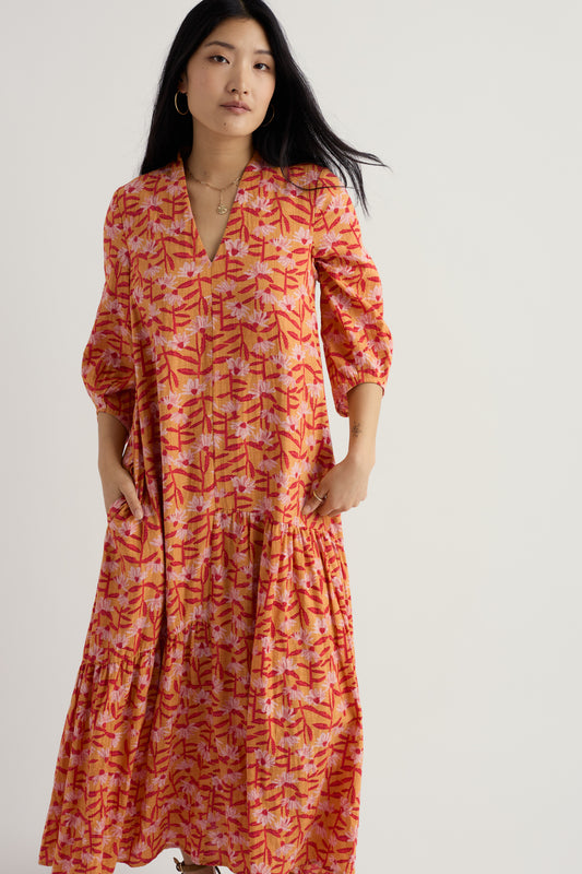 Windblown Tiered V-Neck Dress