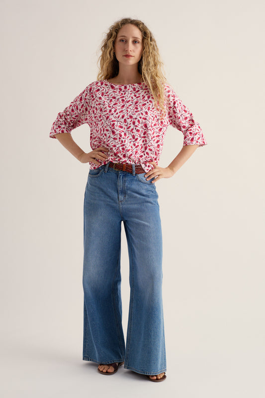 Tremayne Quay Print Jersey Top in GOTS Organic Cotton
