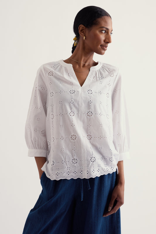 Grace Embroidered Organic Cotton Top